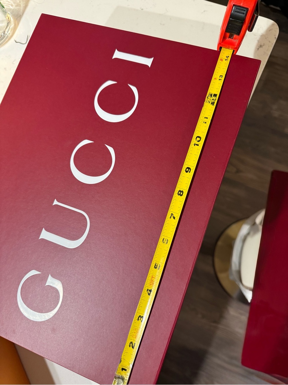 GUCCI Shopping Bag, Box & Ribbon. White Logo. Matte Box / High Shine Bag